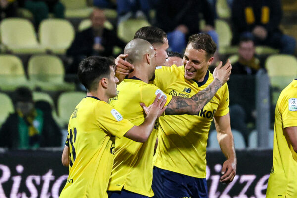 Manuel De Luca and Ettore Gliozzi celebrates goal during the Serie B match between Modena FC and Spezia Calcio at Stadio Alberto Braglia Modena on 13 March, 2026 in Modena, Italy.?